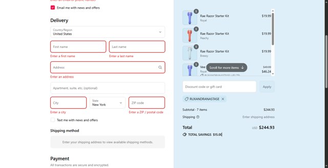 Freya. checkout page showing Freya. coupon code box | Screenshot taken by SimplyCodes community member on Sep 4, 2025