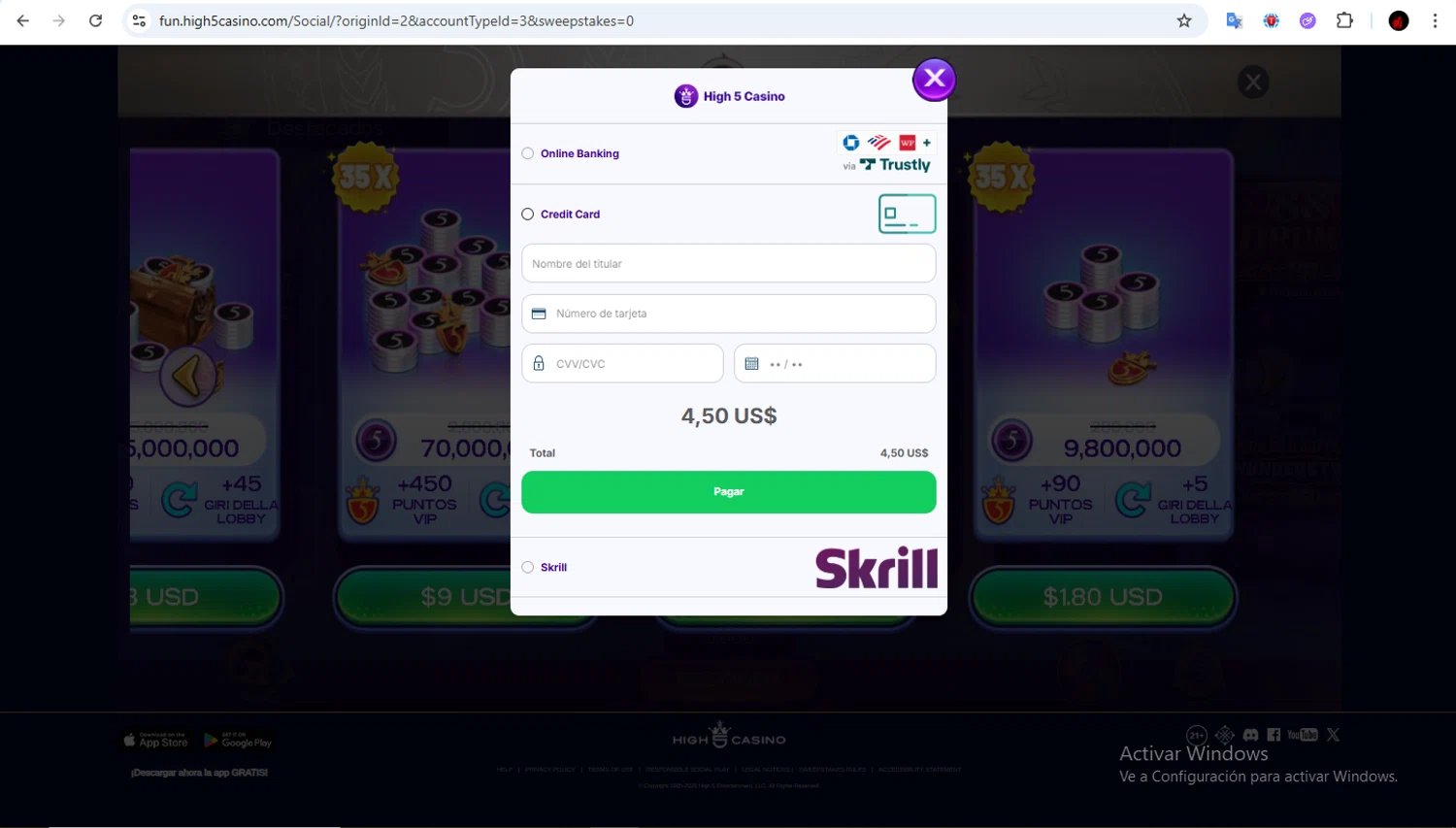 High 5 Casino promo code screenshot showing code HIGH5 applied at High 5 Casino checkout page. Uploaded by SimplyCodes community member Francisco01 on Jan 15, 2026