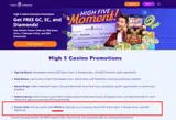 High 5 Casino coupon verification screenshot