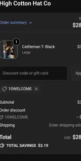 High Cotton Hat coupon verification screenshot