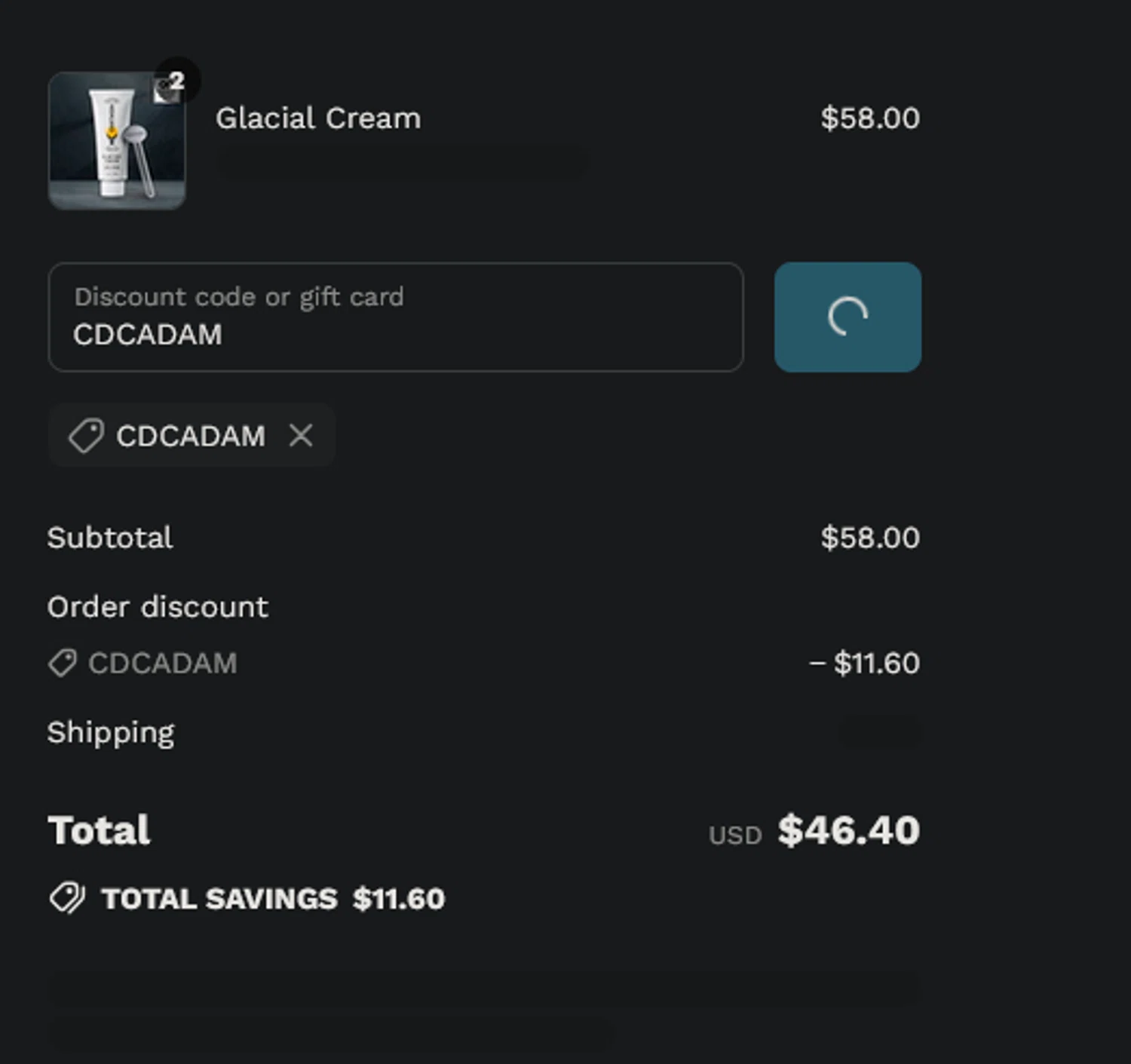 Highland Style discount code screenshot showing code CDCADAM applied at Highland Style checkout page. Uploaded by SimplyCodes community member xocelot44x on Aug 8, 2025