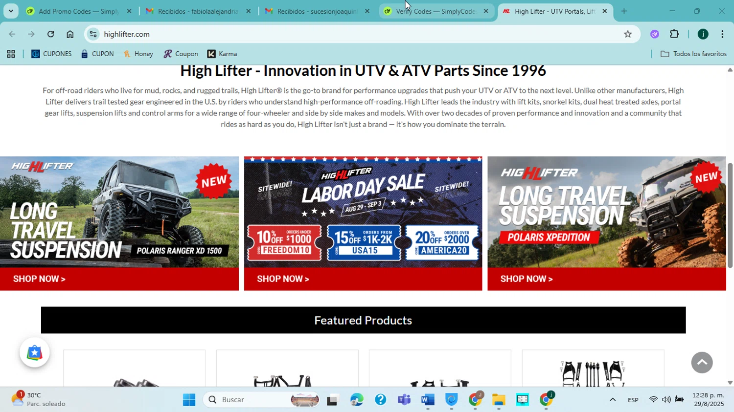 High Lifter promo code screenshot showing code USA15 applied at High Lifter checkout page. Uploaded by SimplyCodes community member jorgejavierherrera on Aug 29, 2025