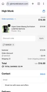 High Monk coupon verification screenshot