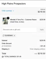 High Plains Prospectors coupon verification screenshot