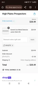 High Plains Prospectors coupon verification screenshot