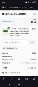 High Plains Prospectors coupon verification screenshot