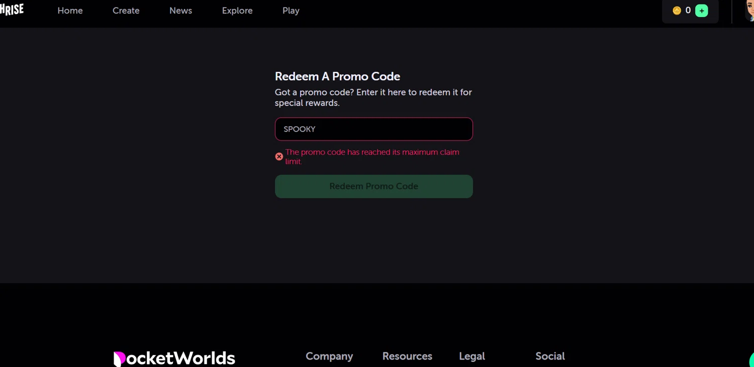 Highrise Game promo code screenshot showing code SPOOKY applied at Highrise Game checkout page. Uploaded by SimplyCodes community member Lioniel on Feb 26, 2025
