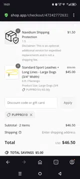 PUPPRO10 coupon verification screenshot