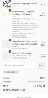 BRUNO10 coupon verification screenshot