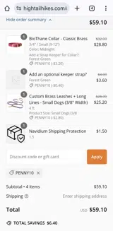 Penny10 coupon verification screenshot