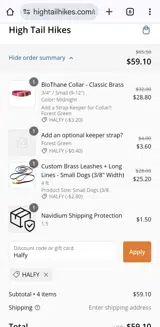 HALFY coupon verification screenshot