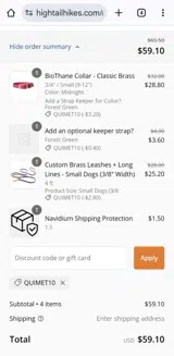 Quimet10 coupon verification screenshot