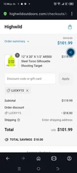 Highwild coupon verification screenshot