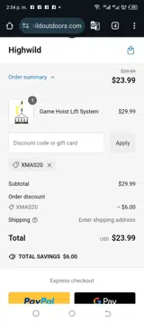 Highwild coupon verification screenshot