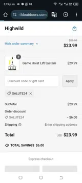 Highwild coupon verification screenshot