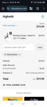 Highwild coupon verification screenshot