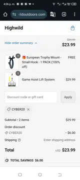 Highwild coupon verification screenshot