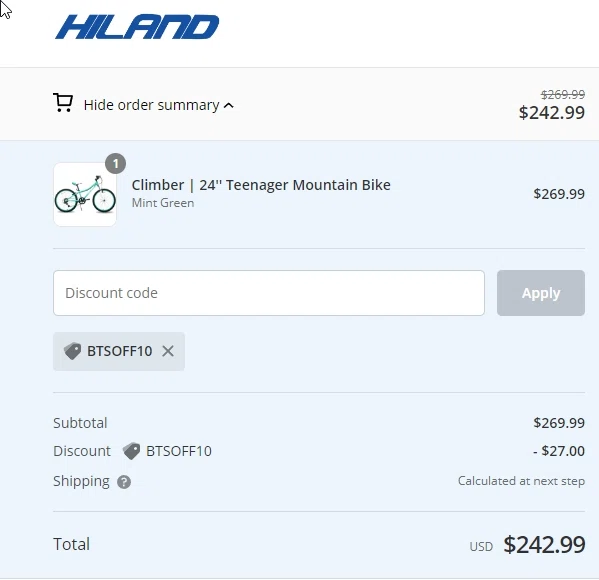 how to use Hiland Bikes coupons