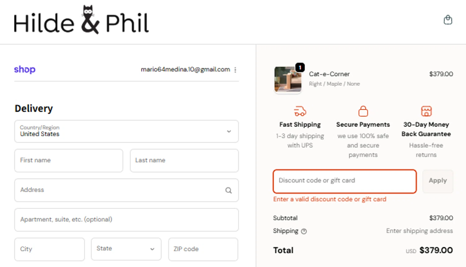 Hilde & Phil promo code screenshot showing code BFEARLYBIRDS15 applied at Hilde & Phil checkout page. Uploaded by SimplyCodes community member Diaz22 on Dec 5, 2025
