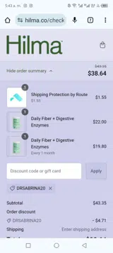 Drsabrina20 coupon verification screenshot