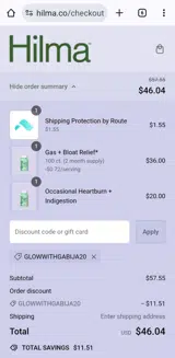 GLOWWITHGABIJA20 coupon verification screenshot