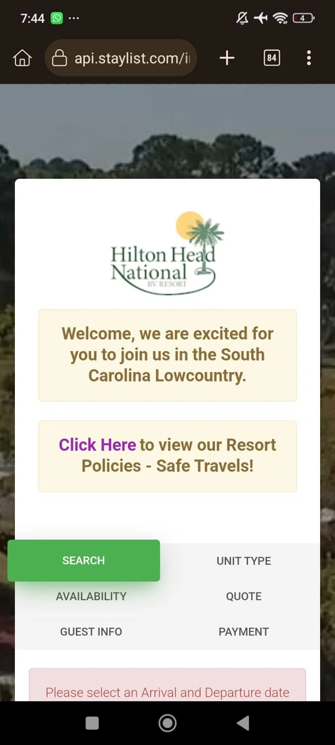 Hilton Head National RV Resort promo code screenshot showing code BUNKEY applied at Hilton Head National RV Resort checkout page. Uploaded by SimplyCodes community member malumabby on Mar 23, 2025