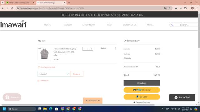 Himawari checkout page showing Himawari promo code box | Screenshot taken by SimplyCodes community member on Jul 24, 2024