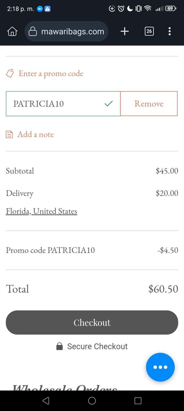 Himawari checkout page showing Himawari promo code box | Screenshot taken by SimplyCodes community member on Dec 25, 2024