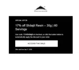 17offshilajit coupon verification screenshot