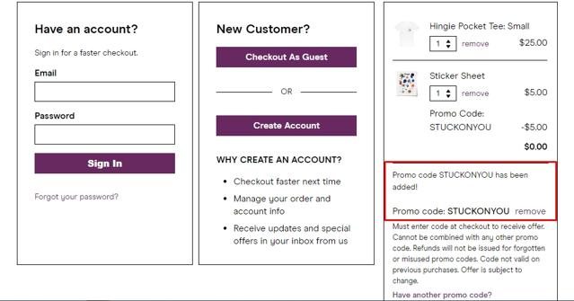 Hinge checkout page showing Hinge discount code box | Screenshot taken by SimplyCodes community member on Feb 15, 2021