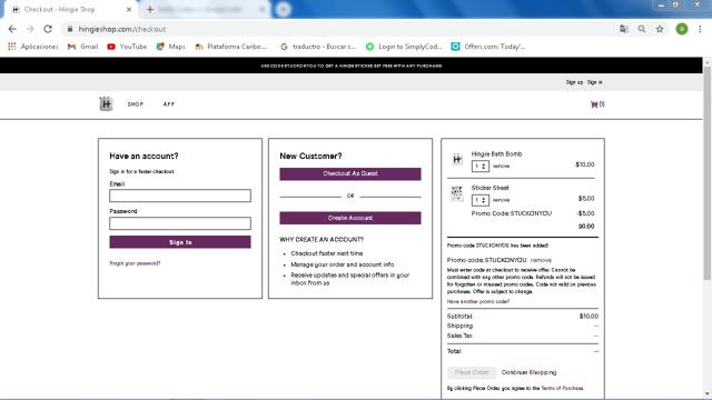 Hinge checkout page showing Hinge discount code box | Screenshot taken by SimplyCodes community member on Dec 17, 2020