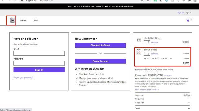 Hinge checkout page showing Hinge discount code box | Screenshot taken by SimplyCodes community member on Aug 11, 2020