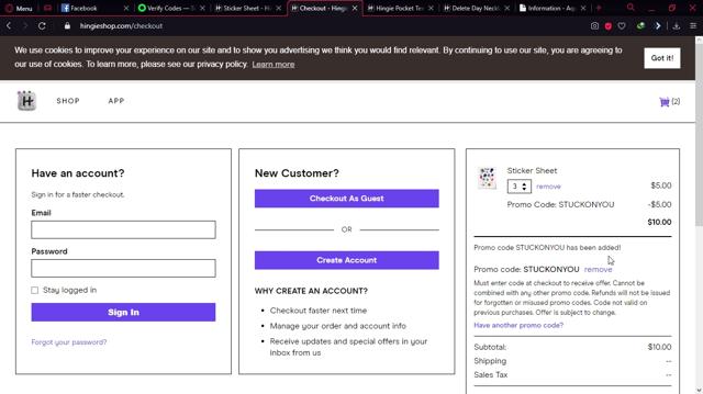Hinge checkout page showing Hinge discount code box | Screenshot taken by SimplyCodes community member on Jul 8, 2020
