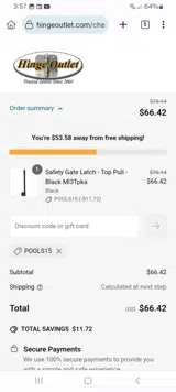 POOLS15 coupon verification screenshot
