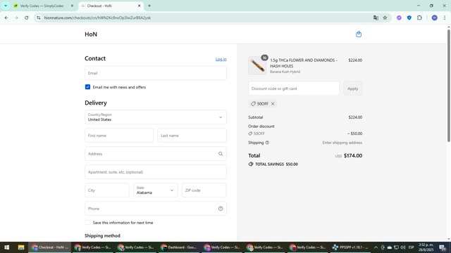 HiOnNature checkout page showing HiOnNature coupon code box | Screenshot taken by SimplyCodes community member on Aug 28, 2025