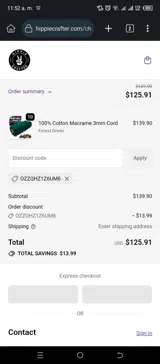 Hippie Crafter coupon verification screenshot