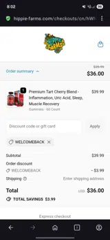 Welcomeback coupon verification screenshot