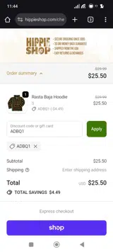 ADBQ1 coupon verification screenshot