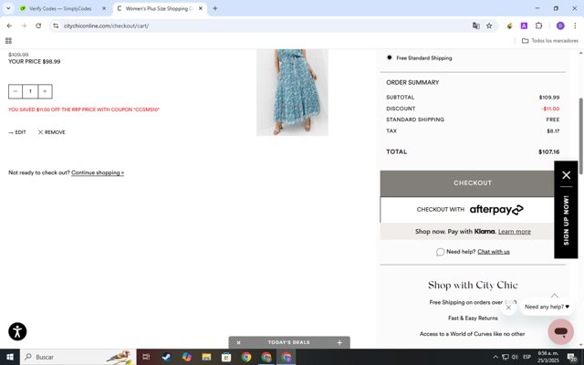 Hips & Curves checkout page showing Hips & Curves promo code box | Screenshot taken by SimplyCodes community member on Mar 25, 2025