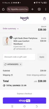 hipinsider5 coupon verification screenshot