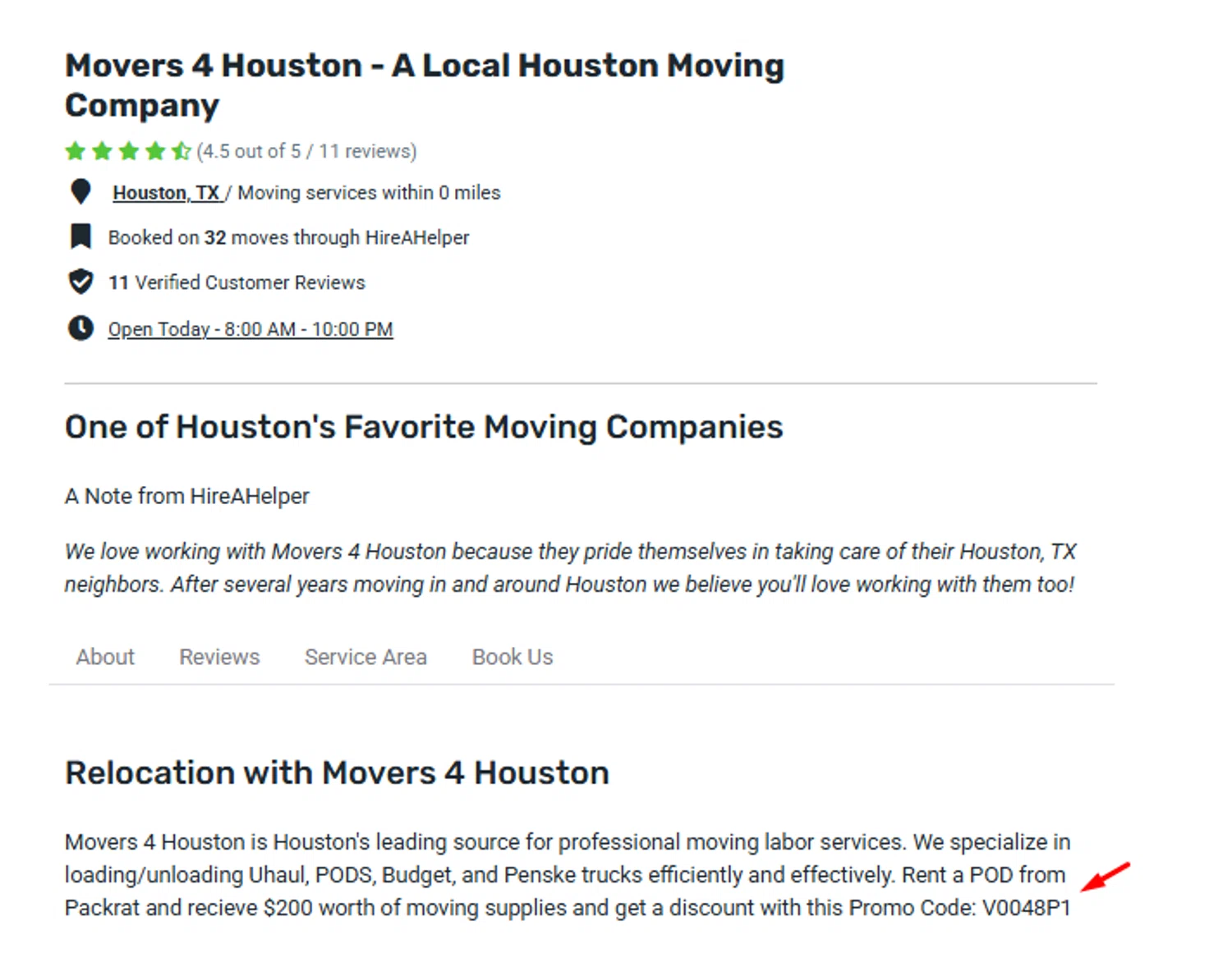 HireAHelper discount code screenshot showing code V0048P1 applied at HireAHelper checkout page. Uploaded by SimplyCodes community member carlosrivero on Oct 20, 2025