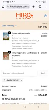 HEALTHYHONEY coupon verification screenshot