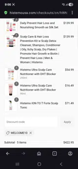 Welcome10 coupon verification screenshot