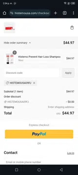 HISTEMOUSA09fj coupon verification screenshot