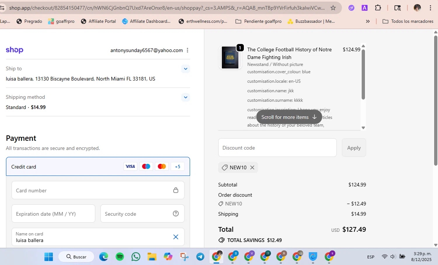 Historic Newspapers promo code screenshot showing code NEW10 applied at Historic Newspapers checkout page. Uploaded by SimplyCodes community member luisaballera on Dec 8, 2025