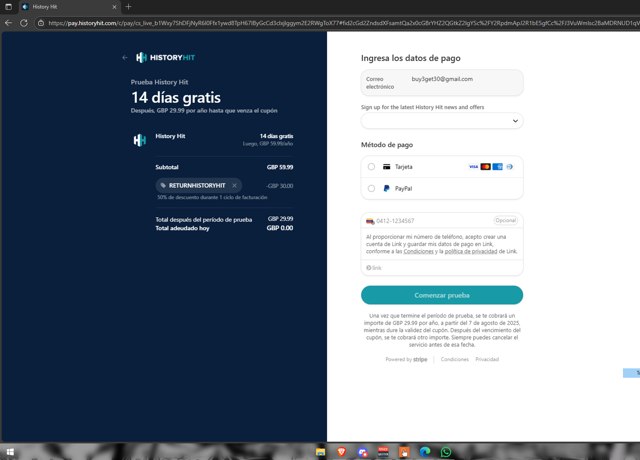 History Hit checkout page showing History Hit promo code box | Screenshot taken by SimplyCodes community member on Jul 24, 2025