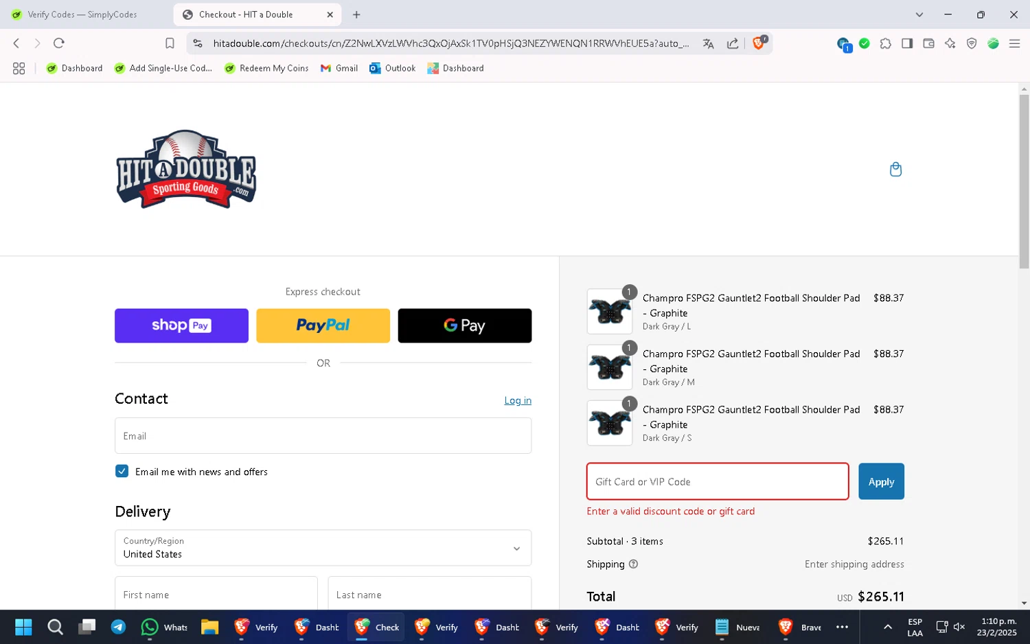Hit a Double discount code screenshot showing code SAVE15 applied at Hit a Double checkout page. Uploaded by SimplyCodes community member PennyMonarch4540 on Feb 23, 2025
