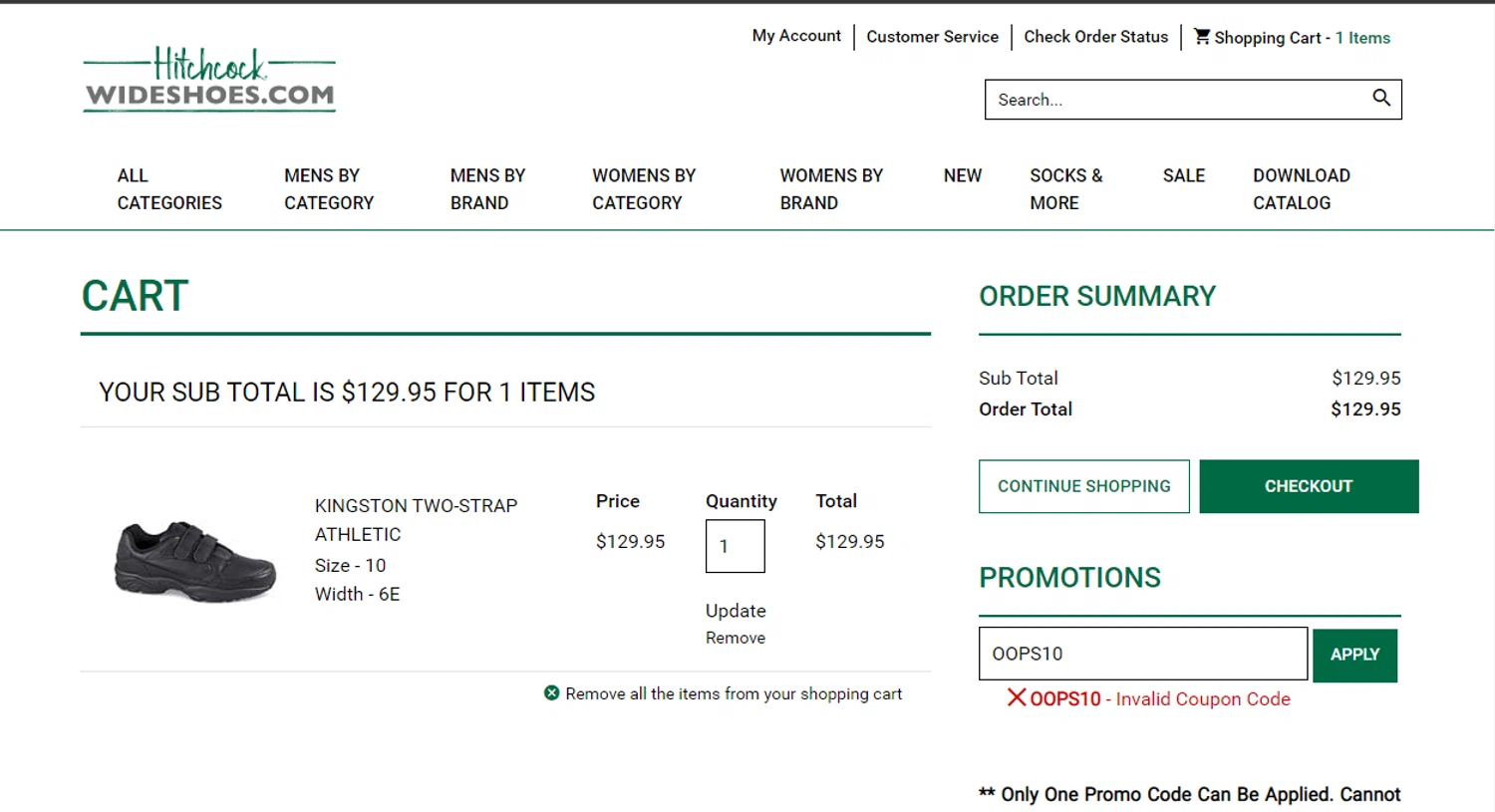 Hitchcock coupon code screenshot showing code OOPS10 applied at Hitchcock checkout page. Uploaded by SimplyCodes community member SmartSaver7916 on Nov 7, 2025