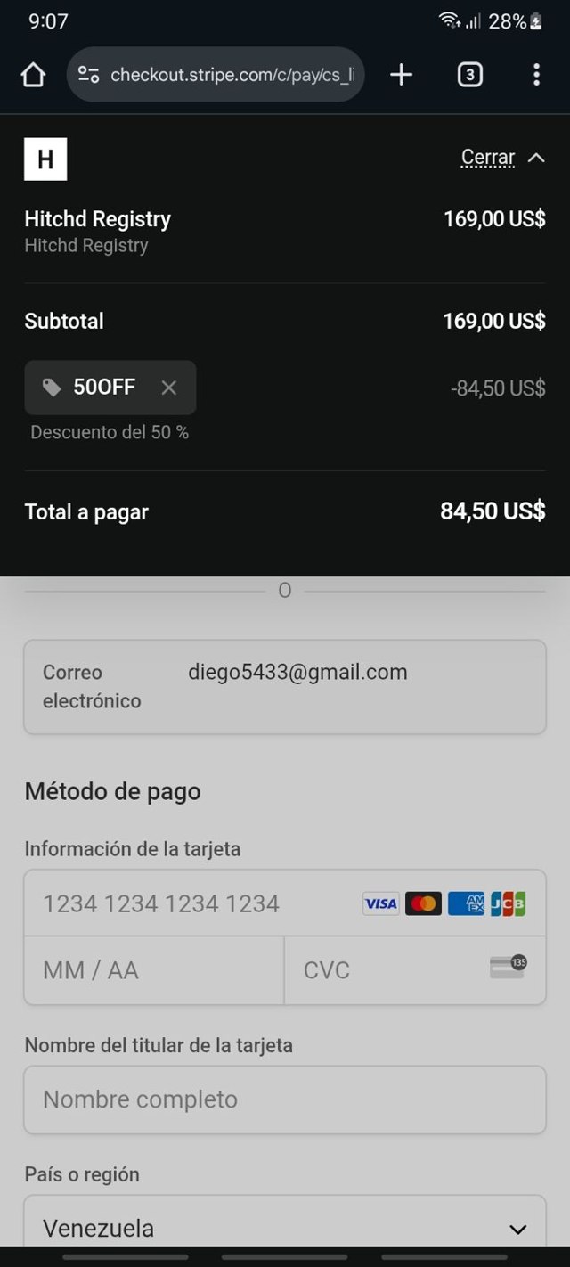 Hitchd checkout page showing Hitchd promo code box | Screenshot taken by SimplyCodes community member on Jul 28, 2025