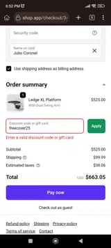 freecover25 coupon verification screenshot